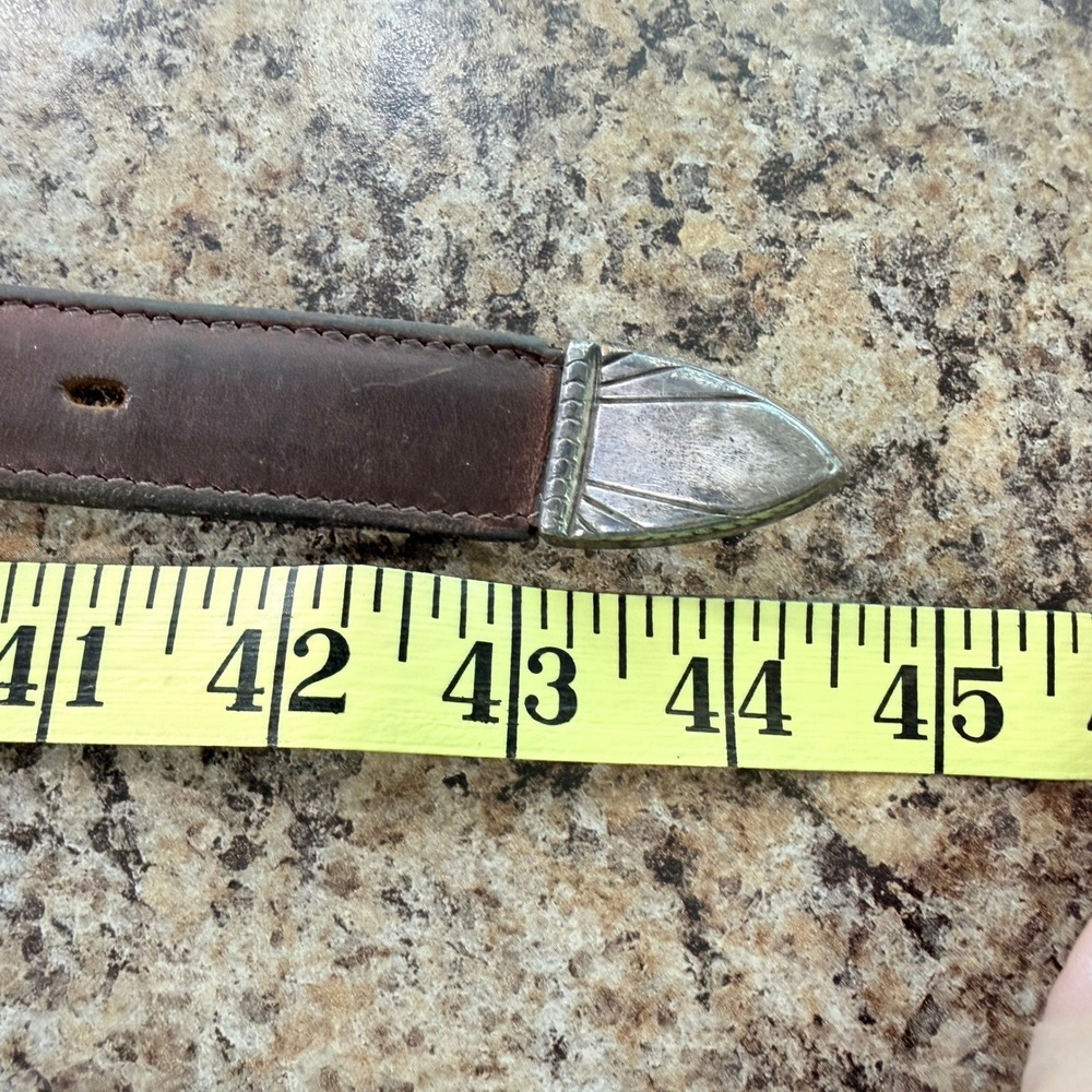 Vintage Nocona Western Oil Tanned Harness Leather Belt Brown Silver Buckle USA - Picture 10 of 12